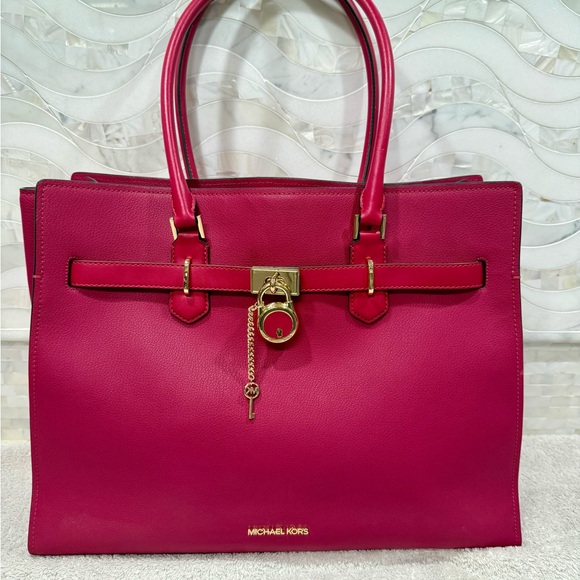 Michael Kors Handbags - Michael Kors Fuchsia Satchel Large Tote
